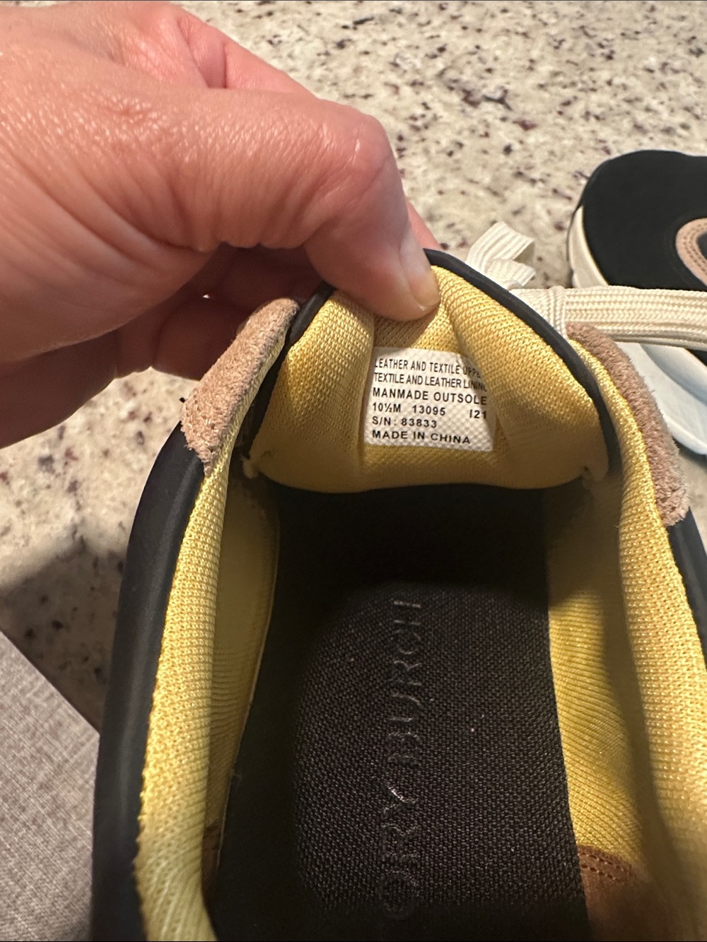 Tory Burch Black, Tan & Yellow Lace-Up Athletic Sneakers - Picture 2 of 3